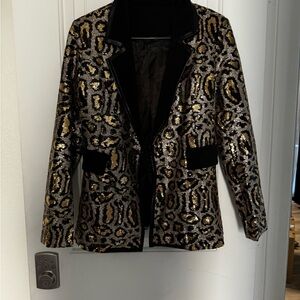 Leopard Print Sequin Jacket